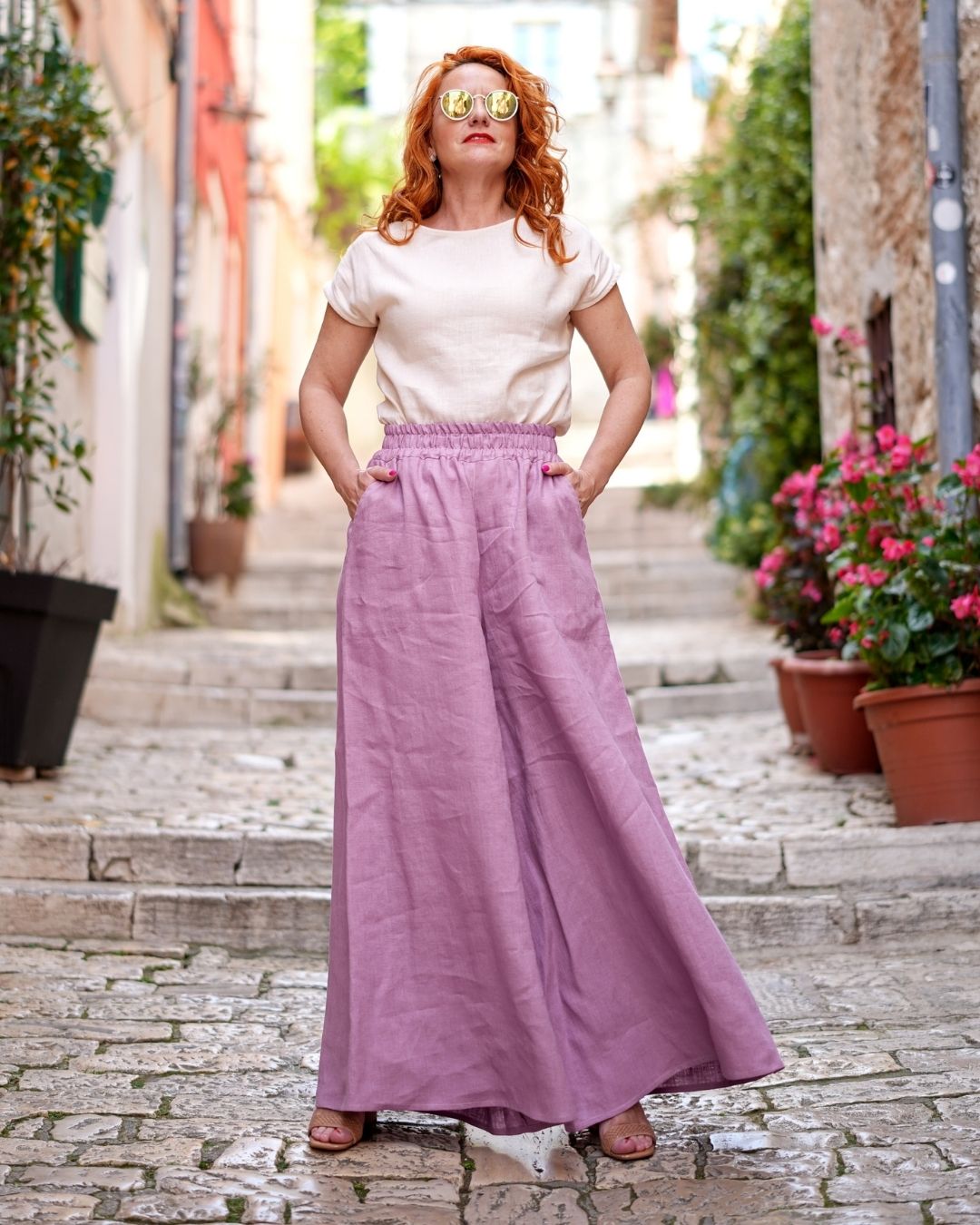 ANDY - ľanové maxi pants  "RôZNE FARBY"