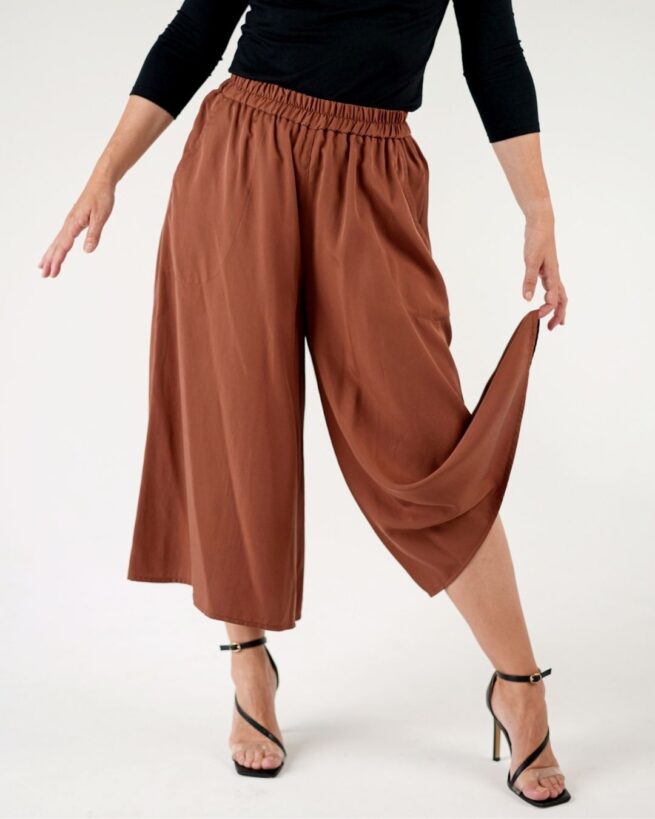 CINDY - tencelové culottes "milk chocolate" - Image 2