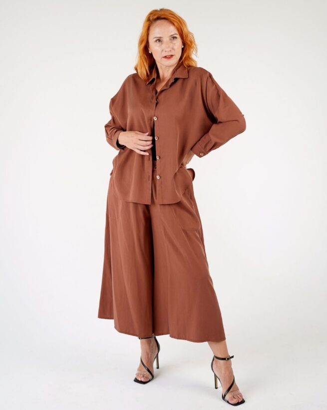 CINDY - tencelové culottes "milk chocolate" - Image 6