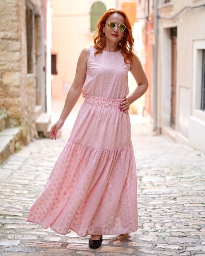 DOROTEA - maxi madeirová sukňa pastelová "3 farby"