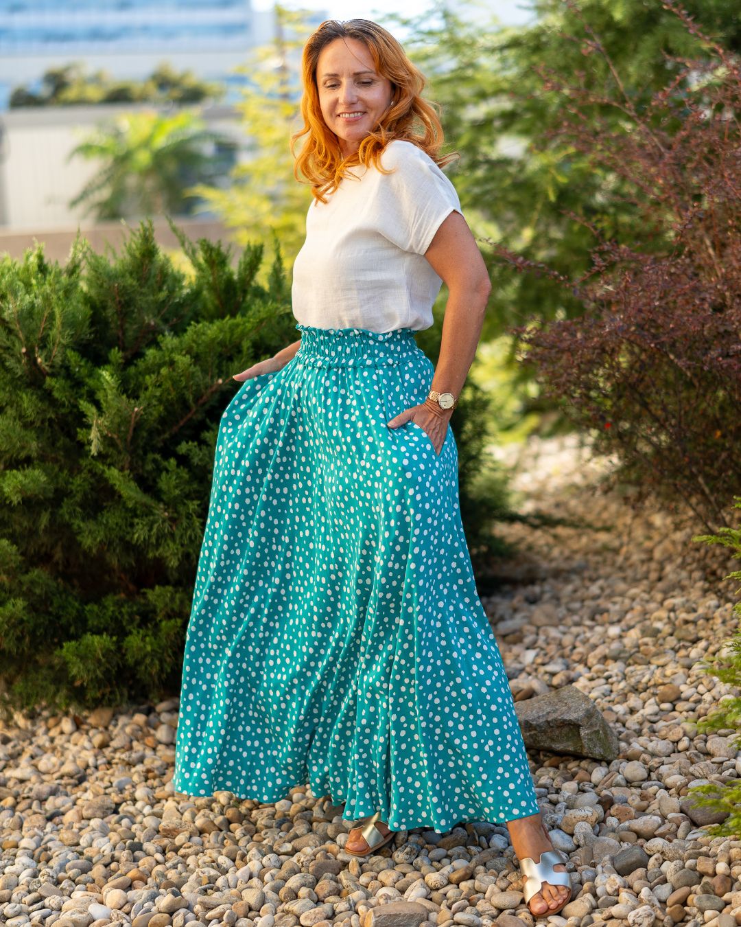 ANASTACIA - viskózová sukňa "bodkovaná smaragdová" - Image 8