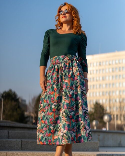 EVA - zavinovacia nariasená sukňa "rozkvitnutá záhrada"