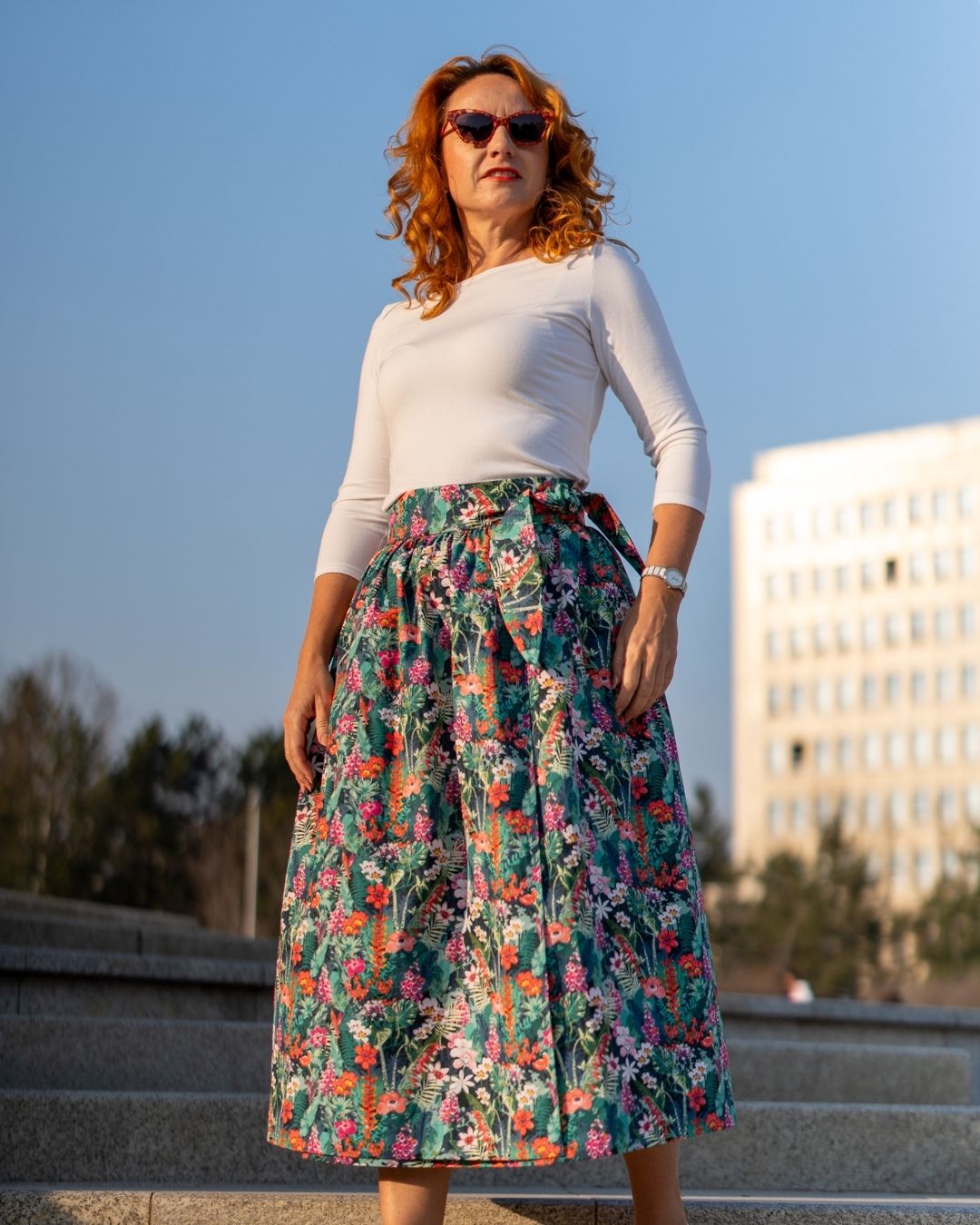 EVA - zavinovacia nariasená sukňa "rozkvitnutá záhrada" - Image 6