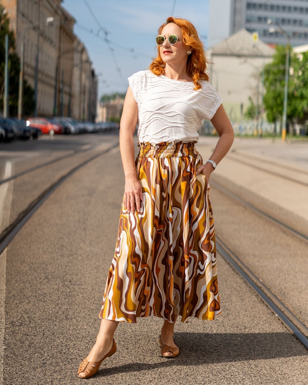 ANASTACIA - viskózová sukňa "brown vibe"