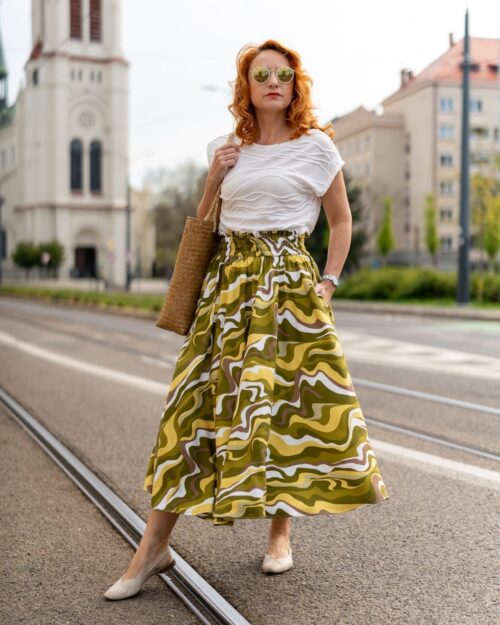 ANASTACIA - viskózová sukňa "green vibe"