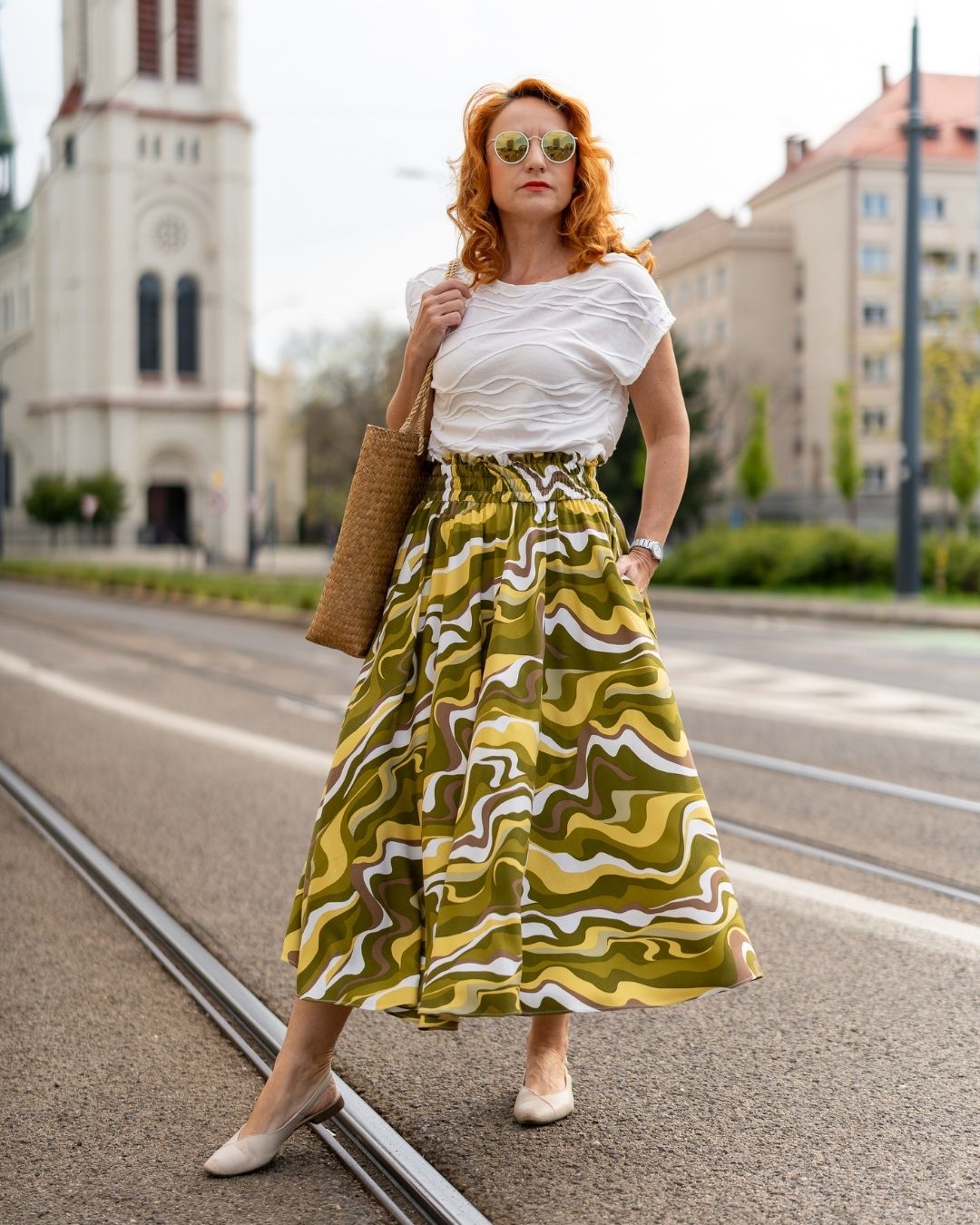 ANASTACIA - viskózová sukňa "green vibe"