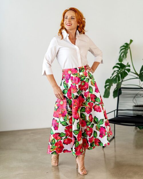 DAPHNE - exkluzívna sukňa "fuchsia flowers"