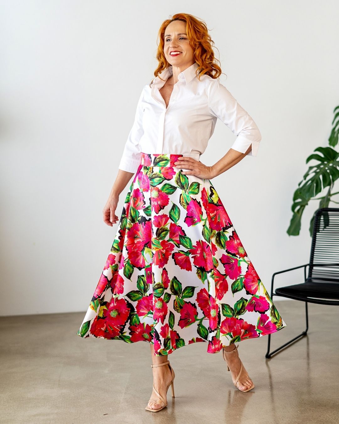 DAPHNE - exkluzívna sukňa "fuchsia flowers" - Image 5