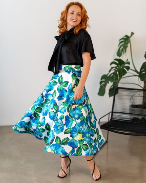 DAPHNE - exkluzívna sukňa "blue flowers"