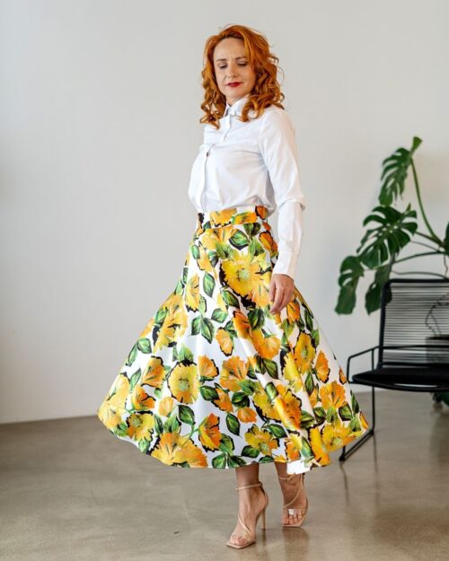 DAPHNE - exkluzívna sukňa "orange flowers"