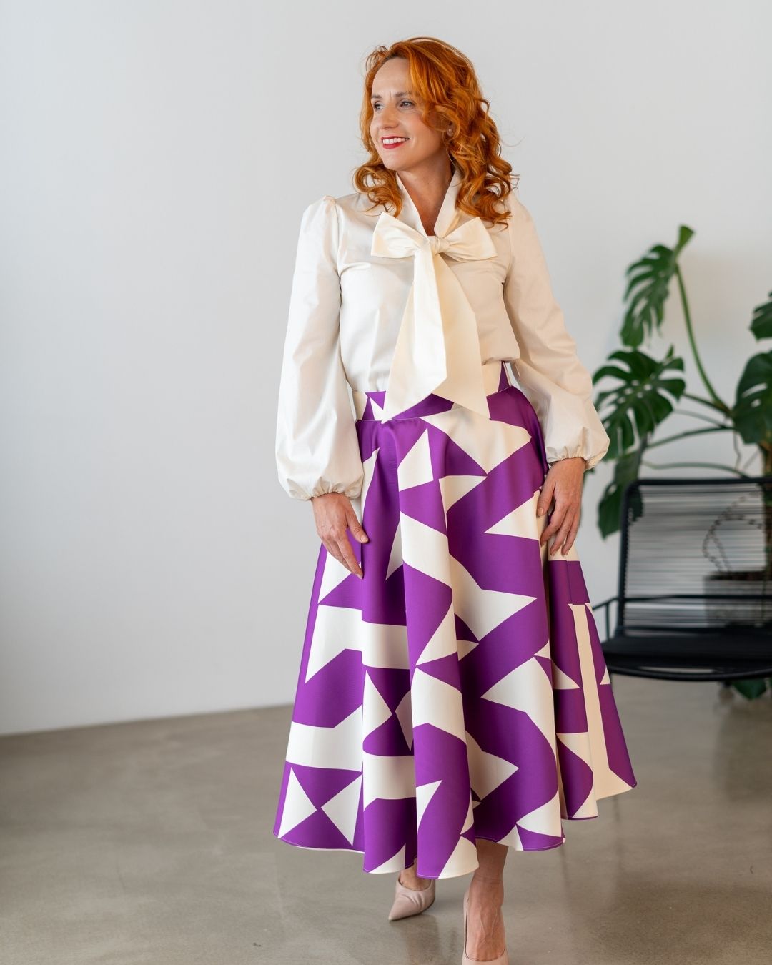 DAPHNE - exkluzívna sukňa "purple geometry" - Image 8