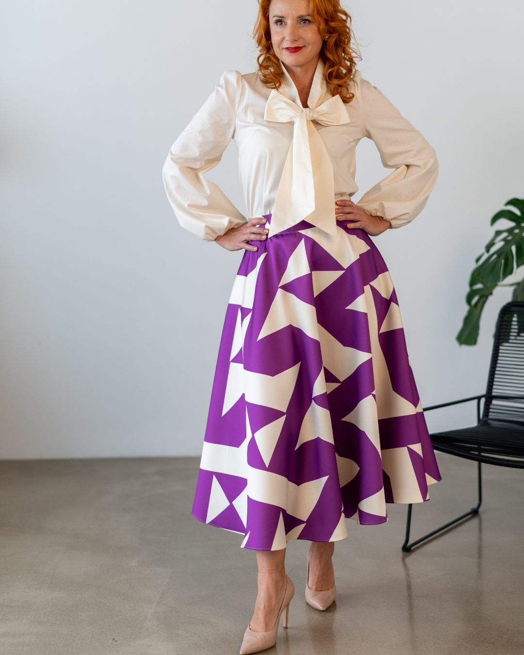 DAPHNE - exkluzívna sukňa "purple geometry" - Image 7