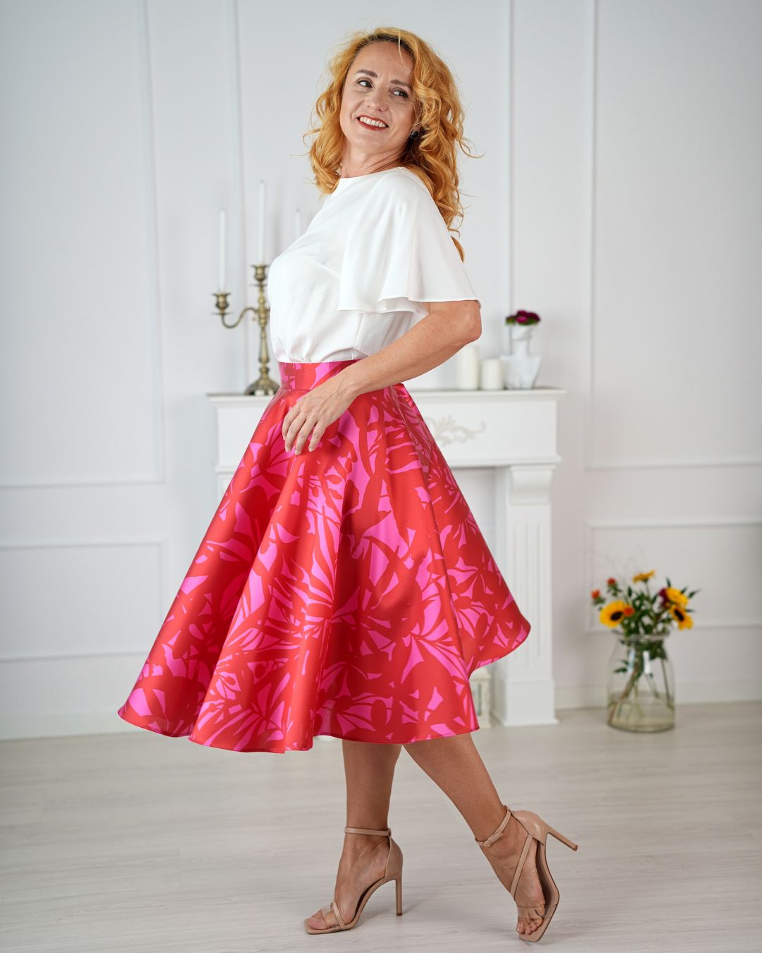 FELICITY - exkluzívna sukňa "red&fuchsia"