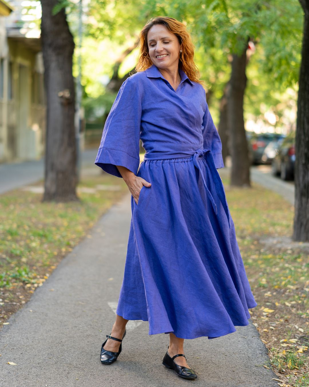 LANA - ľanová sukňa "purple" - Image 3