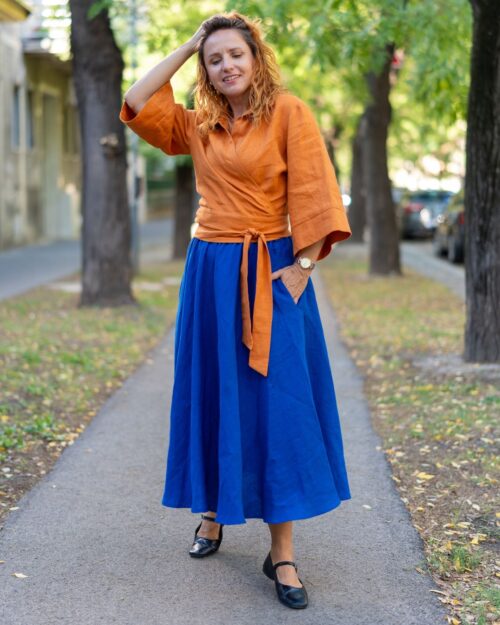 LANA - ľanová sukňa "royal blue"