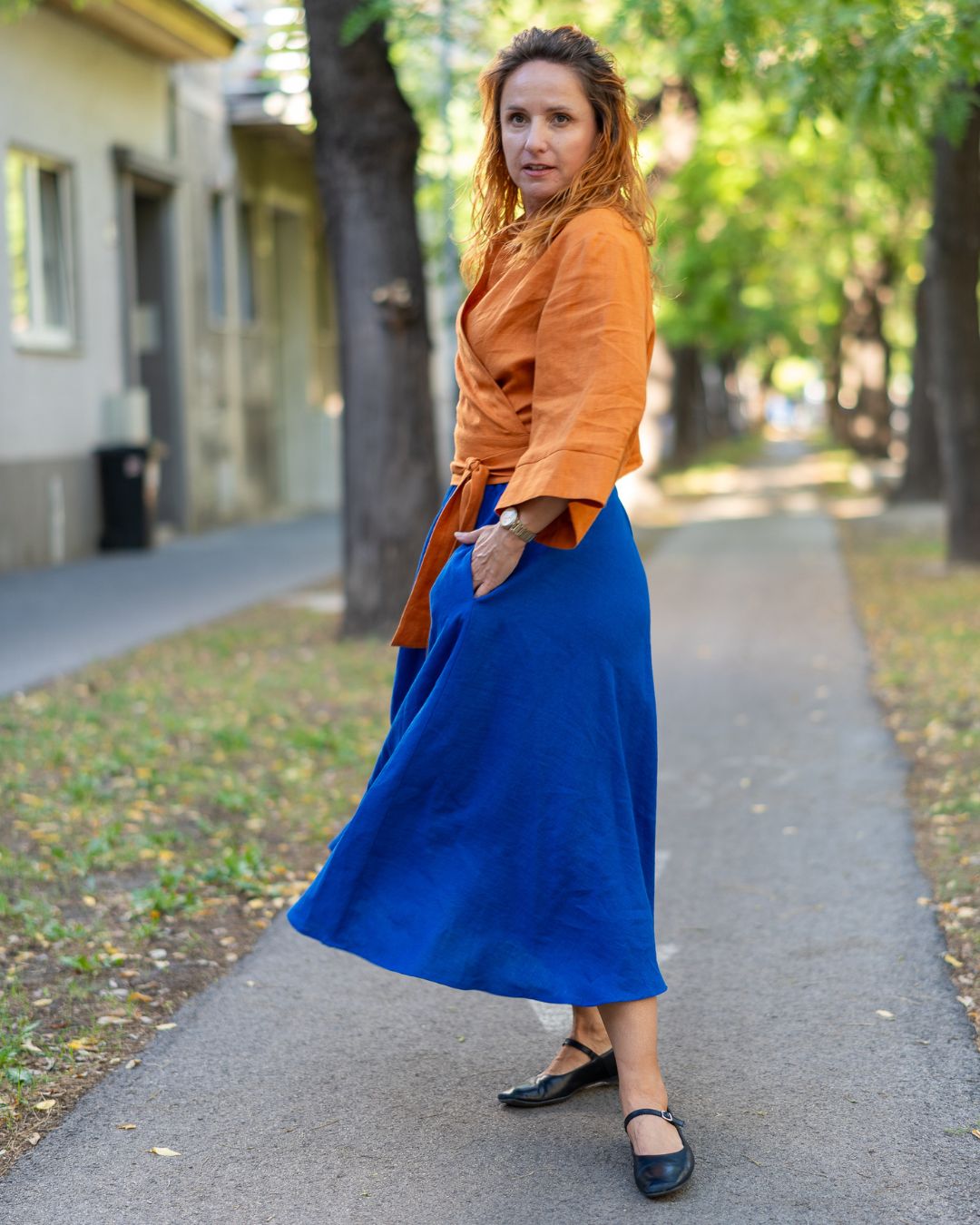 LANA - ľanová sukňa "royal blue" - Image 3