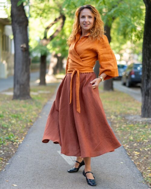 LANA - ľanová sukňa  "RôZNE FARBY"