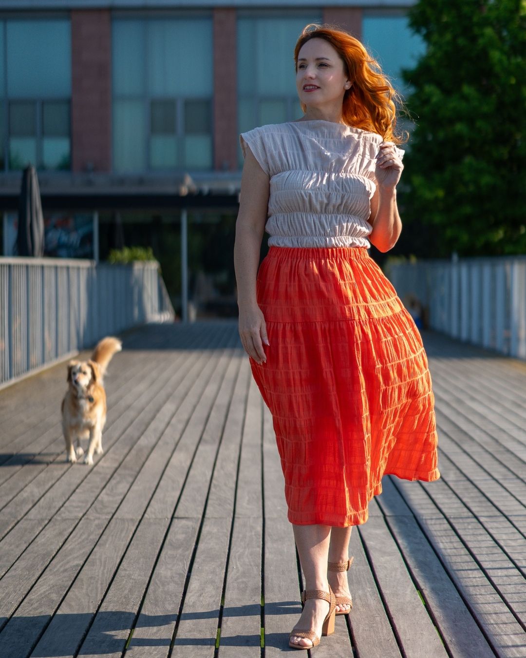 JULIA - letná midi sukňa "coral" - Image 4