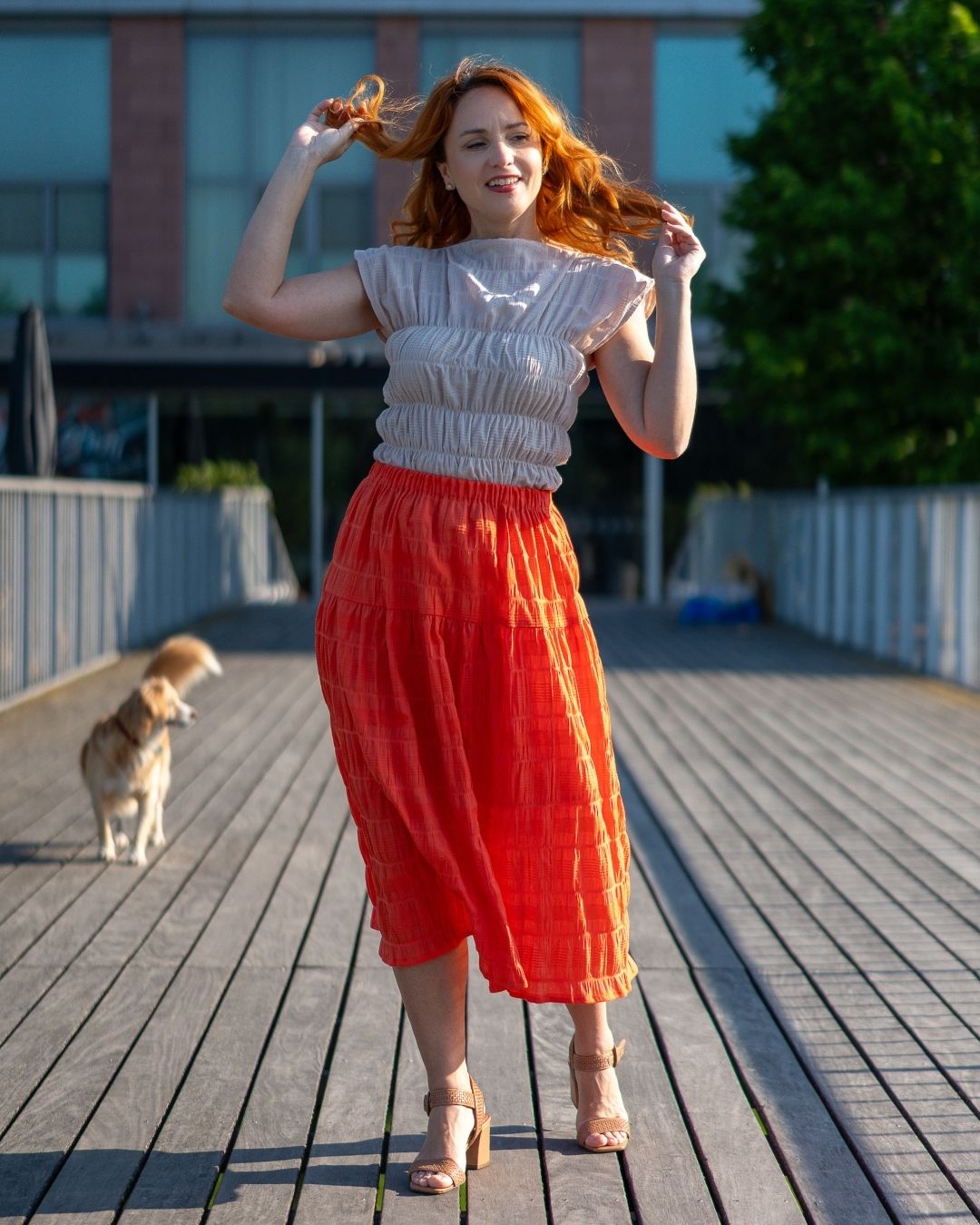 JULIA - letná midi sukňa "coral" - Image 5