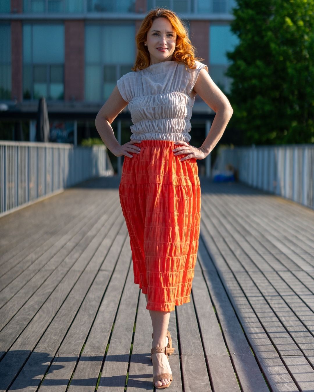 JULIA - letná midi sukňa "coral" - Image 3
