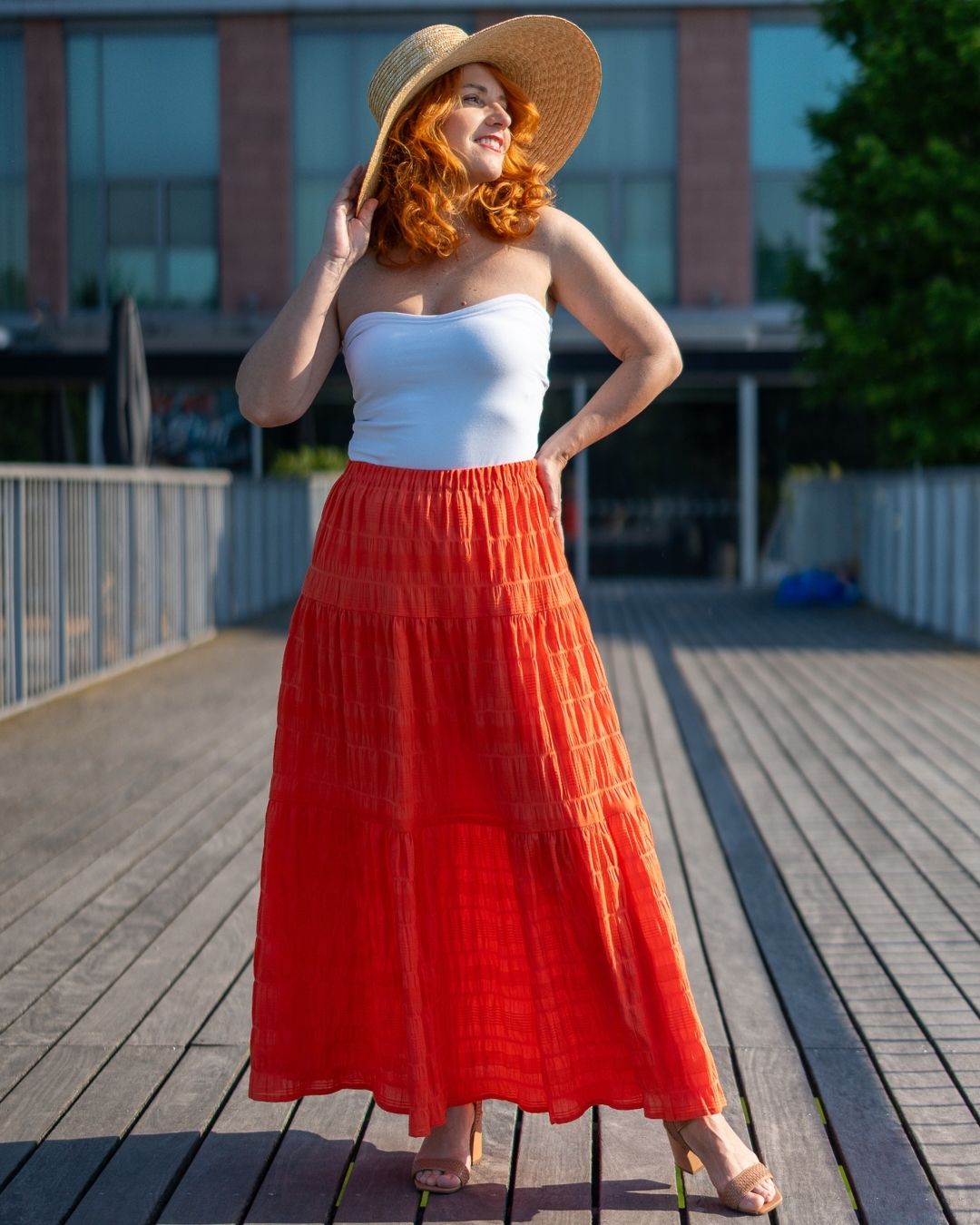 JULIA - letná maxi sukňa "coral"