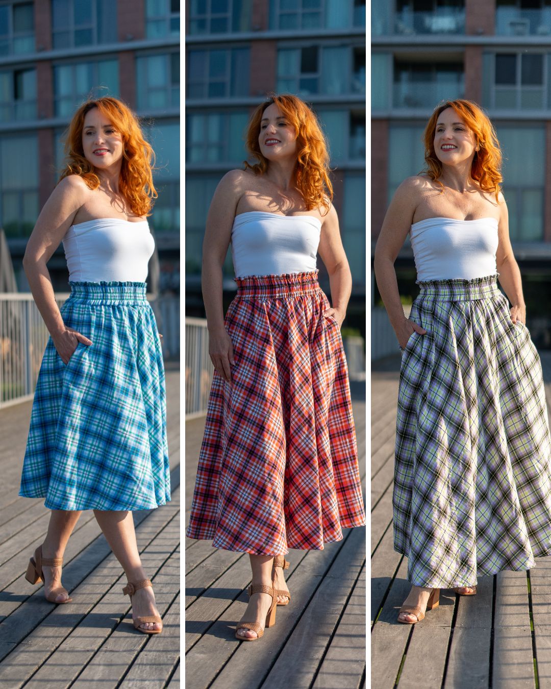 AMY - letná károvaná sukňa "lime-lilac" - Image 4