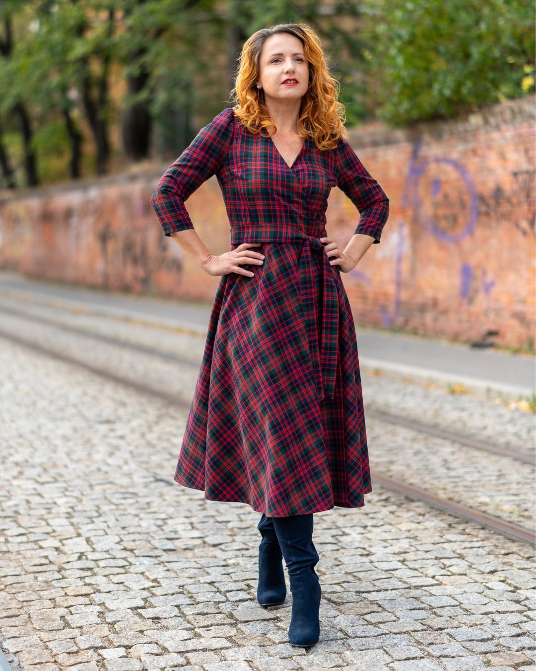 MARGARET - zavinovacie šaty zo škótskeho tartanu  "RôZNE VZORY" - Image 4