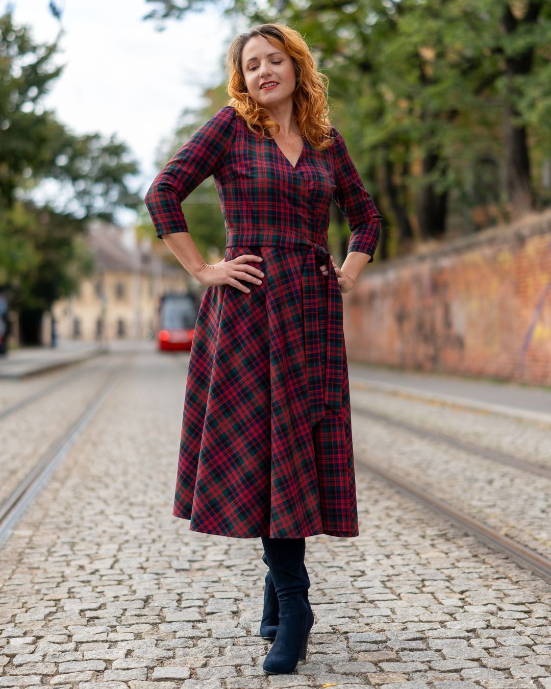 MARGARET - zavinovacie šaty zo škótskeho tartanu  "RôZNE VZORY" - Image 5